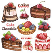 Collection of watercolor cakes
