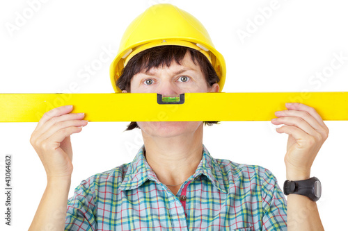Foto: Construction worker with level Construction worker with level