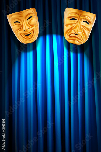 Illustration: Theatre performance concept with masks Theatre performance concept with masks