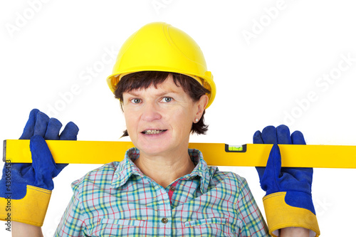 Foto: Construction worker with level Construction worker with level
