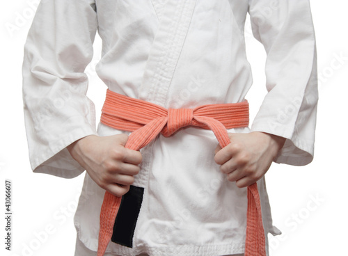 Photo: White kimono and an orange belt White kimono and an orange belt