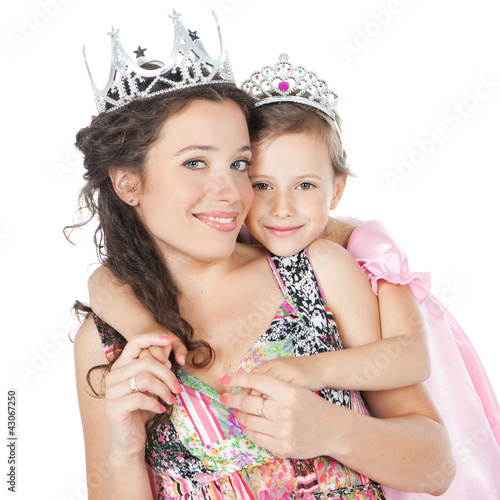 Photo: picture of happy mother and little girl dressed as princess picture of happy mother and little girl dressed as princess