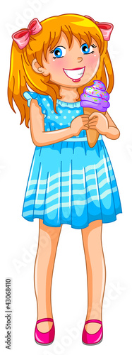 Vektor: young girl holding ice cream young girl holding ice cream