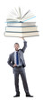 Businessman with books on white