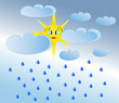 Vector: Bright sun was hidden by clouds. Rainy day vector illustration Bright sun was hidden by clouds. Rainy day vector illustration