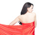 Fresh and lovely young woman in red, isolated on white