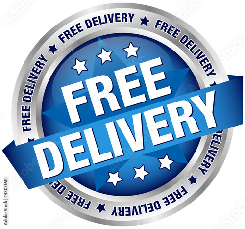 Vector: Button Banner "Free Delivery" Blue/Silver Button Banner "Free Delivery" Blue/Silver