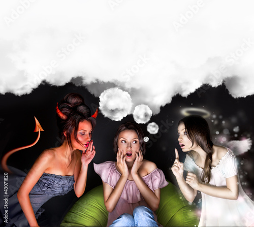 Photo: Woman must choose between the devil or angel Woman must choose between the devil or angel