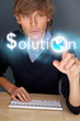 Business man working with his modern computer and virtual interf