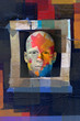 Illustration: colorful male portrait grunge frame colorful male portrait grunge frame