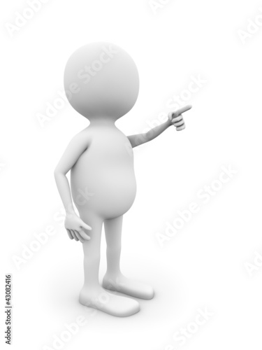 Illustration: 3D white man pointing on something isolated on white background. 3D white man pointing on something isolated on white background.
