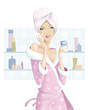 Vector: Beautiful girl in a beauty ritual. vector illustration Beautiful girl in a beauty ritual. vector illustration