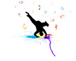Vektor: Dancer on a grunge background with notes. Vector illustration. Dancer on a grunge background with notes. Vector illustration.