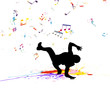 Vektor: Dancer on a grunge background with notes. Vector illustration. Dancer on a grunge background with notes. Vector illustration.