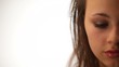 Video: Half face of sad beautiful young woman isolated Half face of sad beautiful young woman isolated