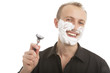 handsome man preparing to shave