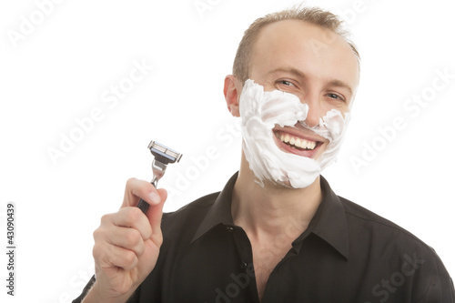 Photo: handsome man preparing to shave handsome man preparing to shave