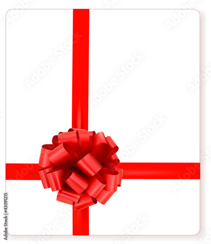 Vector: Card with red gift bow with ribbons Vector Card with red gift bow with ribbons Vector