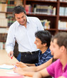 Teacher explaining to students