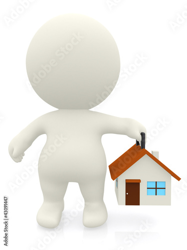 Illustration: 3D man carrying a house 3D man carrying a house