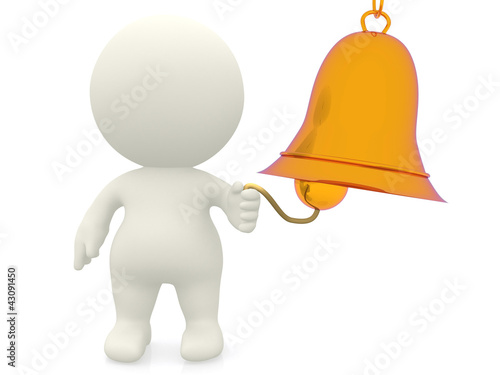 Illustration: 3D man ringing the bell 3D man ringing the bell
