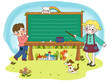Girl teaching a boy
