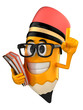 3d render of brainy pencil mascot