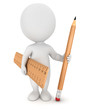 Photo: 3d white people with pencil and ruler 3d white people with pencil and ruler