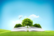 Foto: Book and big green tree for traveling and eco concept Book and big green tree for traveling and eco concept