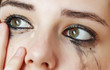 watery eyes - sensitive eyes of young girl - cying eyes.