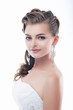 Photo: Slim beautiful woman fiancee in luxurious wedding dress Slim beautiful woman fiancee in luxurious wedding dress