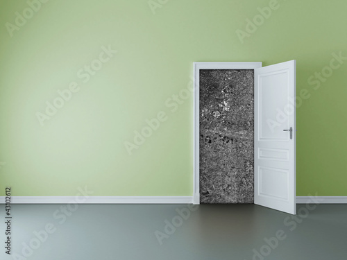Illustration: door to concrete wall door to concrete wall