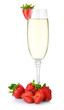 Photo: glass of champagne and fresh strawberry isolated on white glass of champagne and fresh strawberry isolated on white