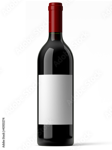 Illustration: Bouteille de vin rouge sur fond blanc 1 Bouteille de vin rouge sur fond blanc 1
