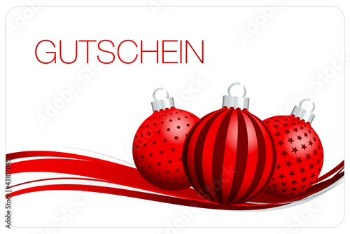 Vektor: Gutschein Christbaumkugeln rot Gutschein Christbaumkugeln rot