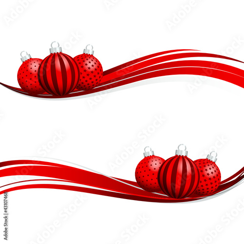 Vector: Banner Christmas Red/Silver Christmas Balls Pattern Banner Christmas Red/Silver Christmas Balls Pattern
