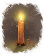 The illustration with burning candle on a dark  background.