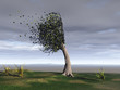 árbol azotado por el viento