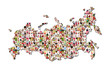 map of russia with a lot of people portraits