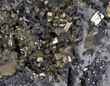 Pyrites druse with galena, calcite, quartz