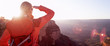 Woman Hiker Looking At Grand Canyon Arizona USA