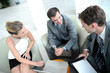 Business people meeting in trade fair building hall
