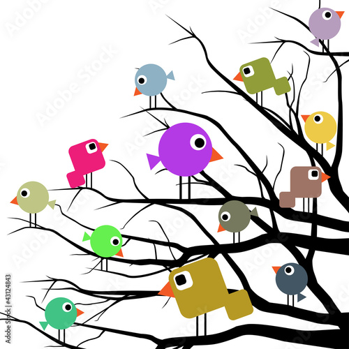 Vektor: Cheerful birds Cheerful birds