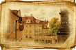 streets of Old Prague made in retro style, like postcards