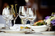 Empty glasses set in restaurant