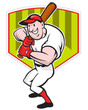 Vektor: Baseball Player Batting Diamond Cartoon Baseball Player Batting Diamond Cartoon