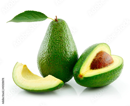 Photo: Ripe Avocado With Green Leaf Isolated on White Ripe Avocado With Green Leaf Isolated on White
