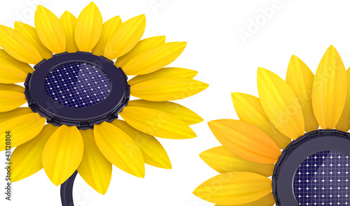 Illustration: 3d solar cell sunflower 3d solar cell sunflower
