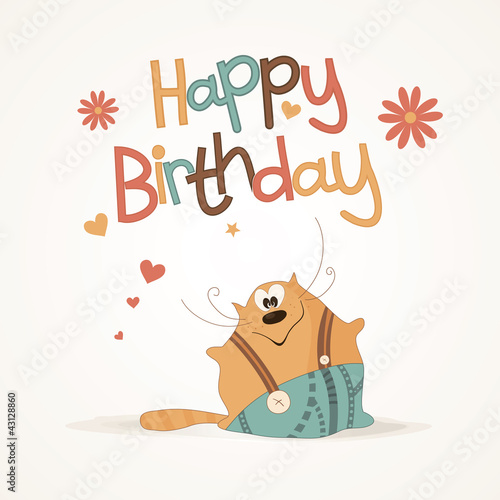 Vector: Cute happy birthday card. Cute happy birthday card.