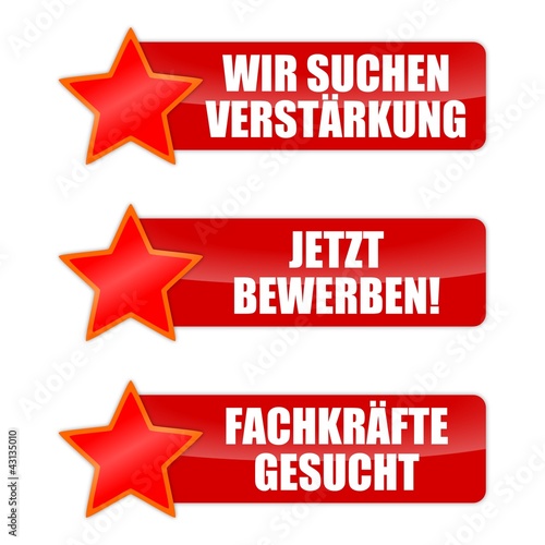 Illustration: button stern bewerber gesucht texte I button stern bewerber gesucht texte I
